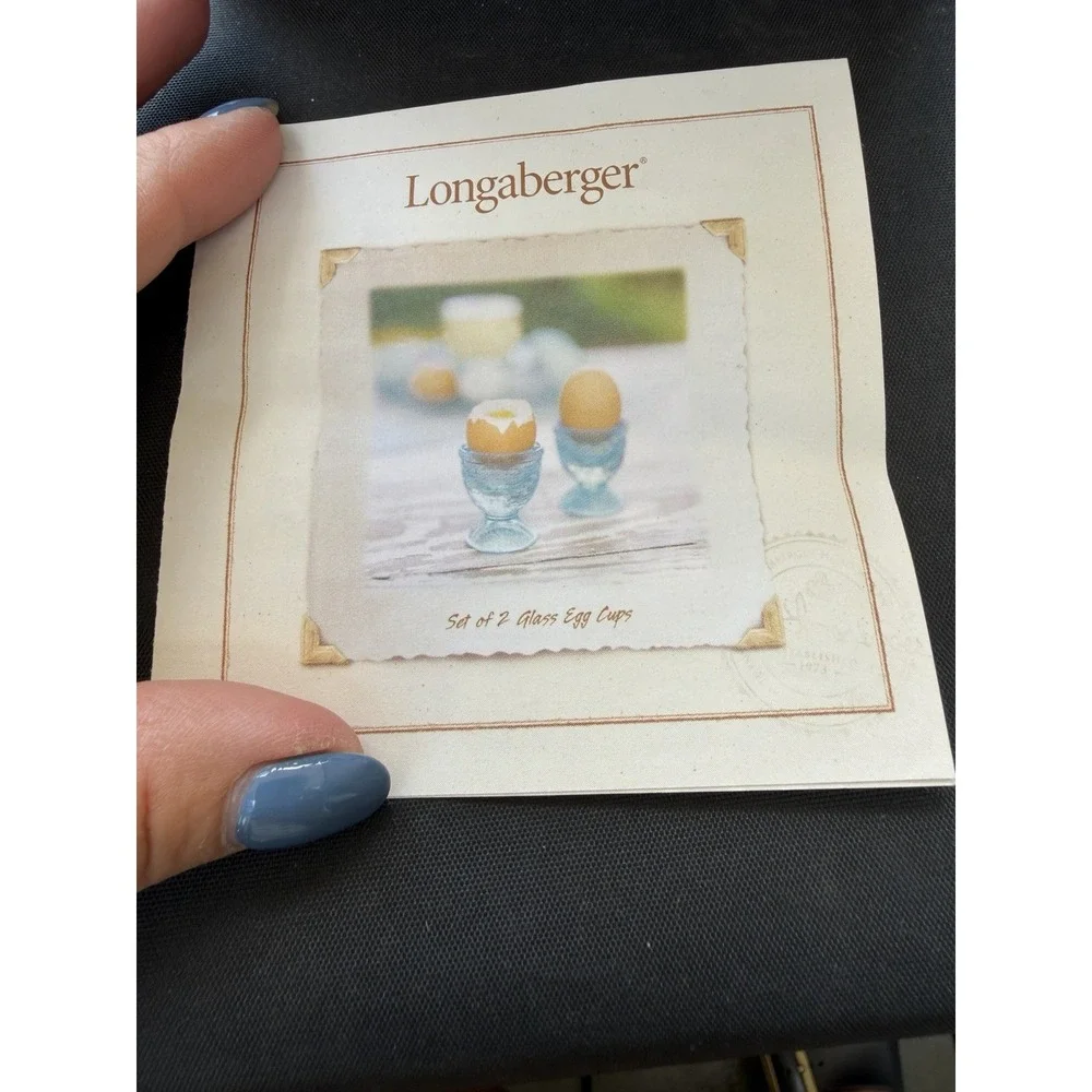 Longaberger Pottery SET OF TWO ROBINS EGG BLUE EGG CUPS
